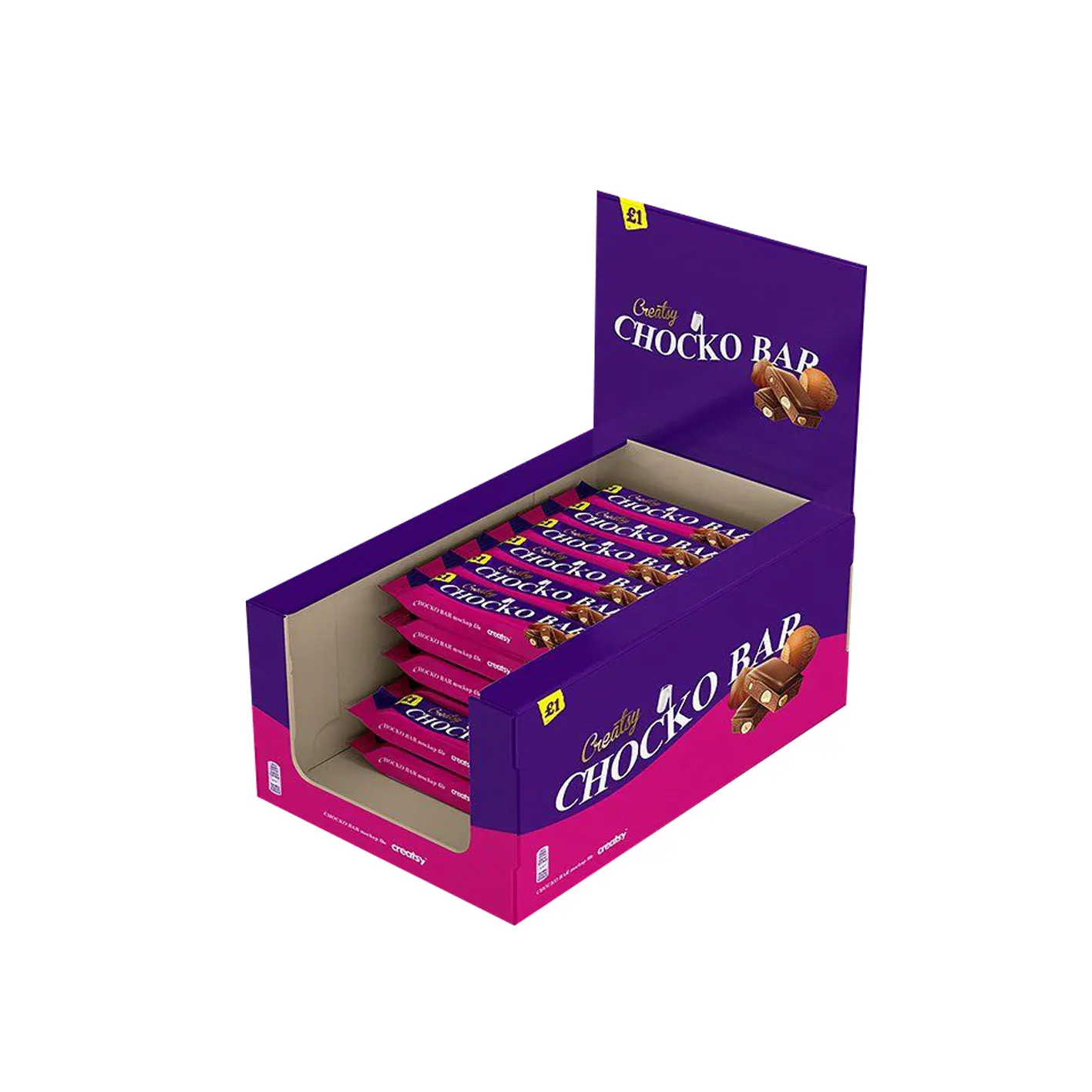 Custom Printed Cardboard Counter Display Boxes For Energy Bar Chocolate