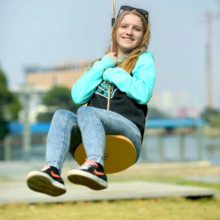 SA-222 2020 new items Kids outdoor fun school playground garden wooden monkey disk tree swing seat toy