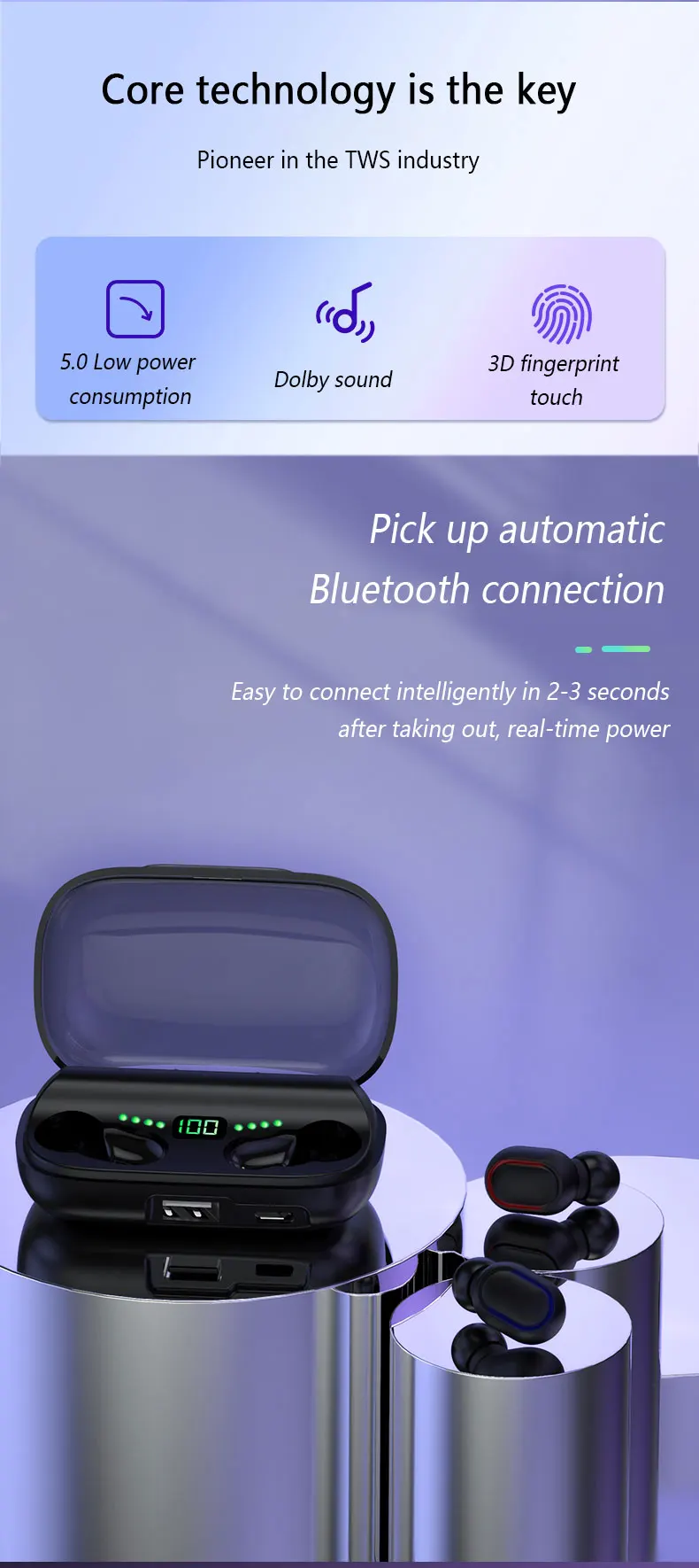 Headphones Bluetooh 2020 New Hot sale Popular TWS Cellphone Wireless Bluetooth headphones Sports Bluetooth  Earphone Wholesale