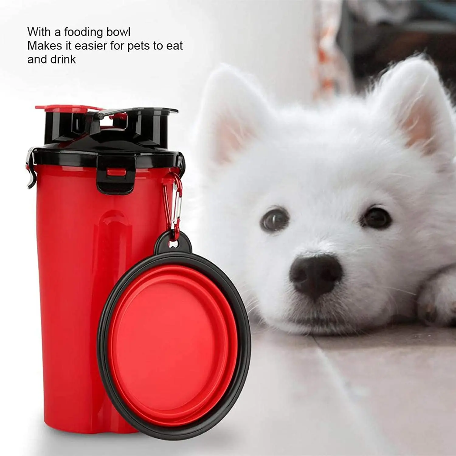2 In 1 Dog Travel Water Bottle Collapsible Bowls Pet Food Container