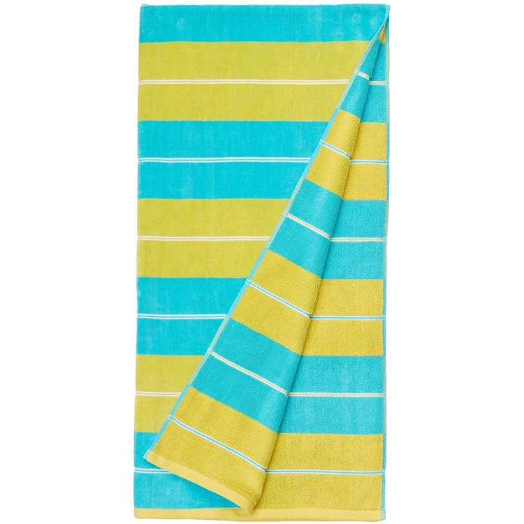 yellow striped beach towel