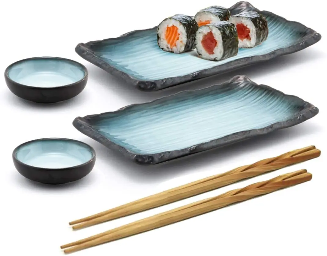 6 Piece Japanese Style Sushi Plate Dinnerware Set Sushi Plate