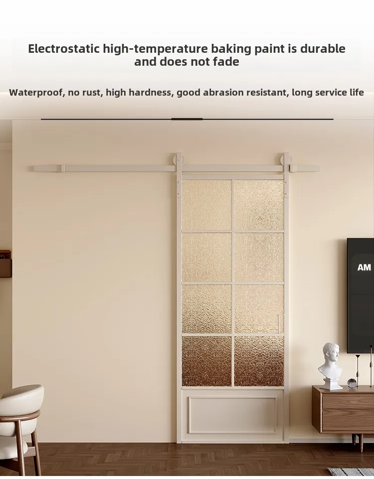 French Retro Panoramic Sliding Door Modern Simple Hanging Rail Design for Interior for Toilet Bedroom Restaurant Use Fiberglass supplier