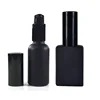 Cosmetic lotion bottle Round Rectangle matte black violet 30ml 50ml 100ml serum glass bottle with black pump caps
