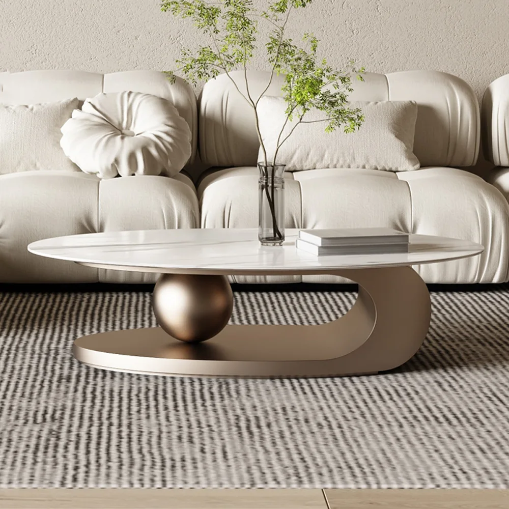 Foshan Furniture Modern Luxury Gold Couchtisch Sintered Stone Tea