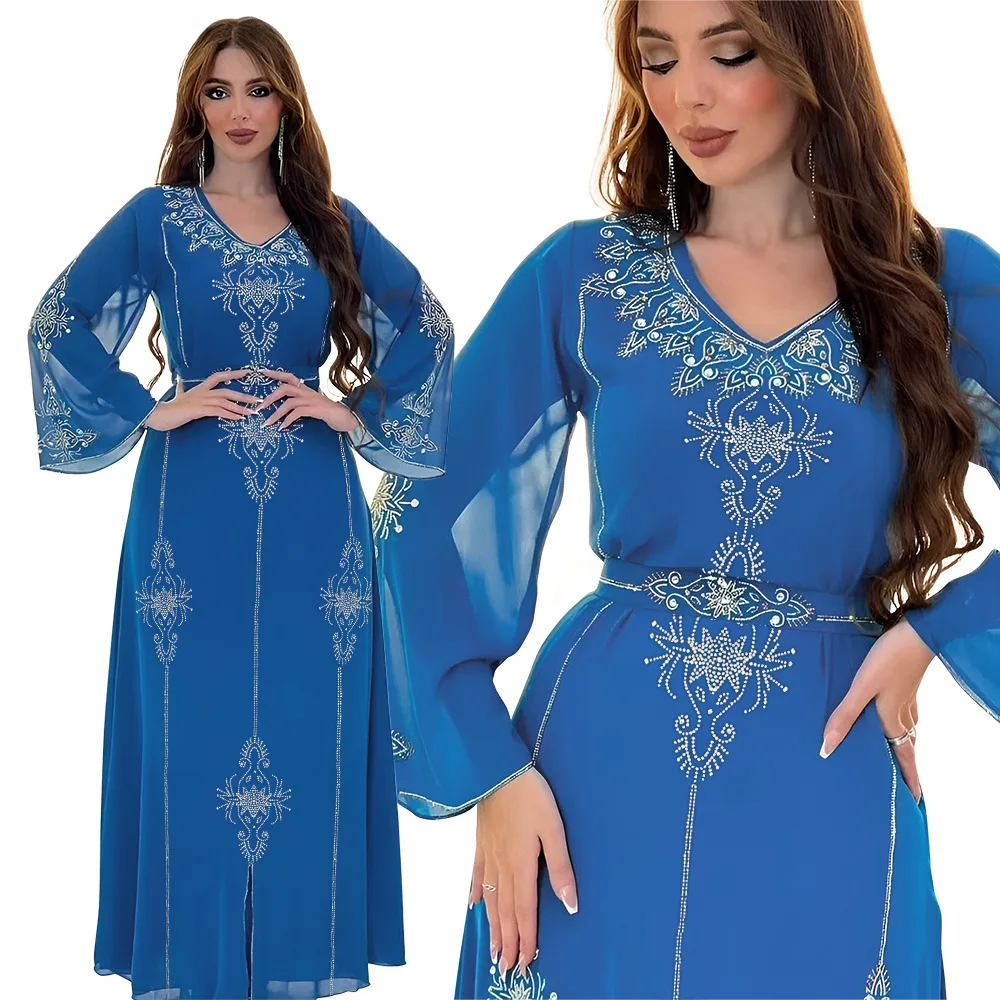 Abaya Dubaï 2026 de Luxe en Mousseline – Caftan de Soirée Modeste – Grossiste Grossiste Turquie