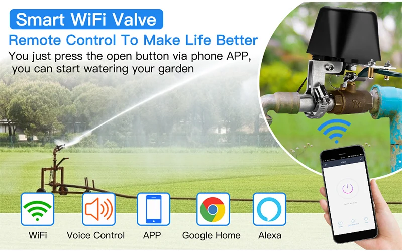  WiFi Smart Water Gas Valve Remotely Controller Works with Tuya Smart Life Amazon Alexa Google Chromecast Home IFTTT