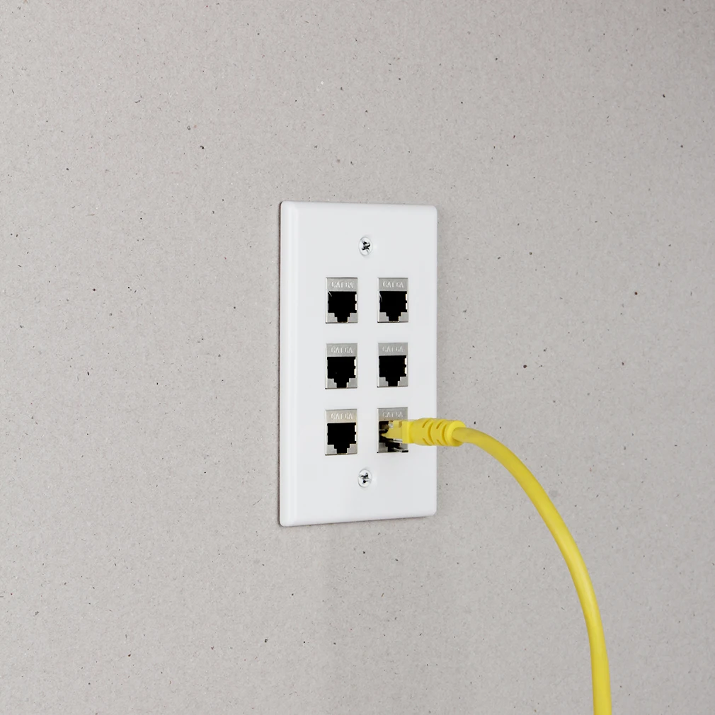 Cat6a Wall Plate 6 Port Siding Cat6 Cat6a White With Mounting