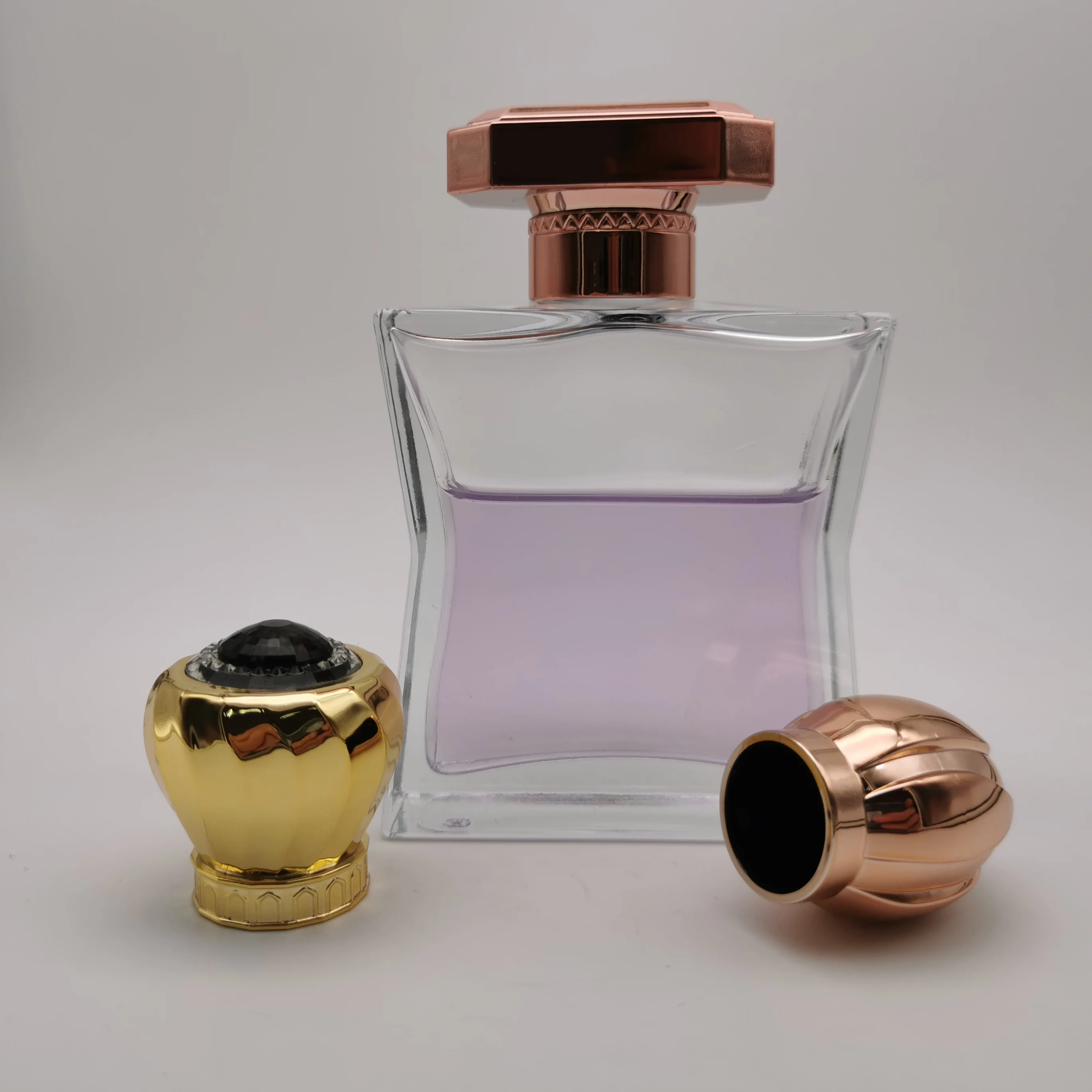 unique shape slim waist clear perfume glass bottles with sprayer