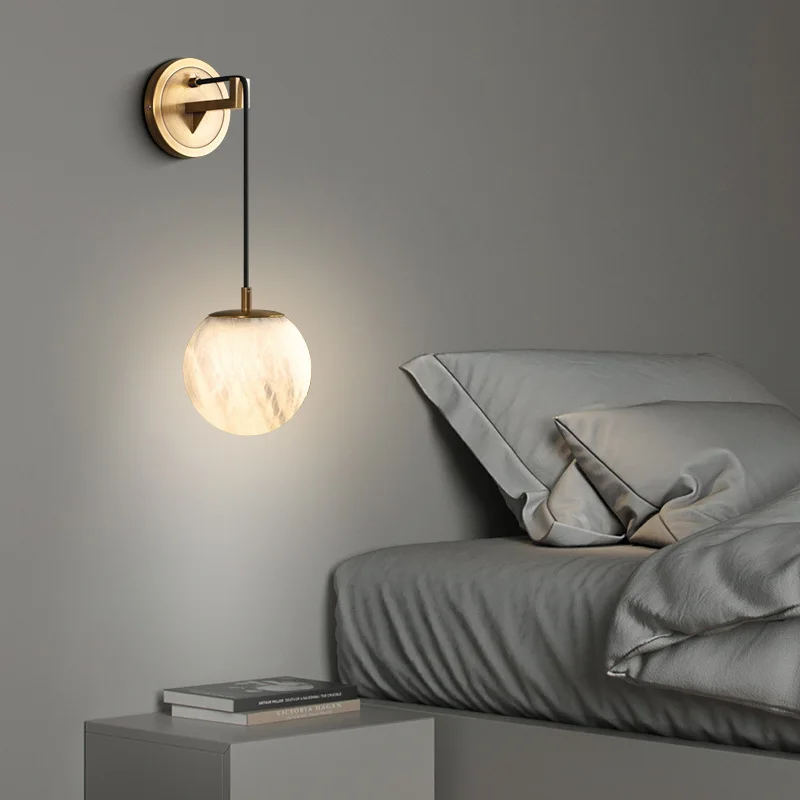 product cross border nordic light luxury brass led living room high end designer atmosphere bedroom bedside wall lamp-0