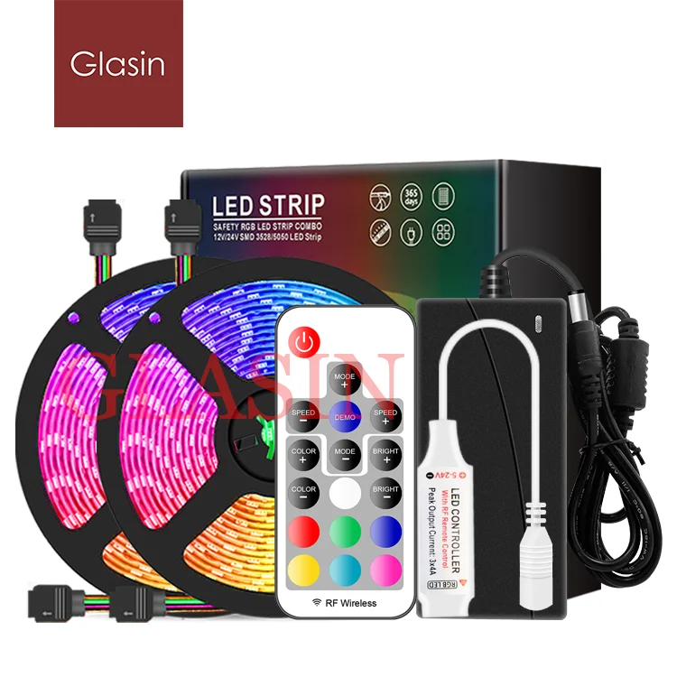 Amazon/Ebay Hot Sale  12v LED Strip Light single RGB rf  with  17key  led controller 10m complete set