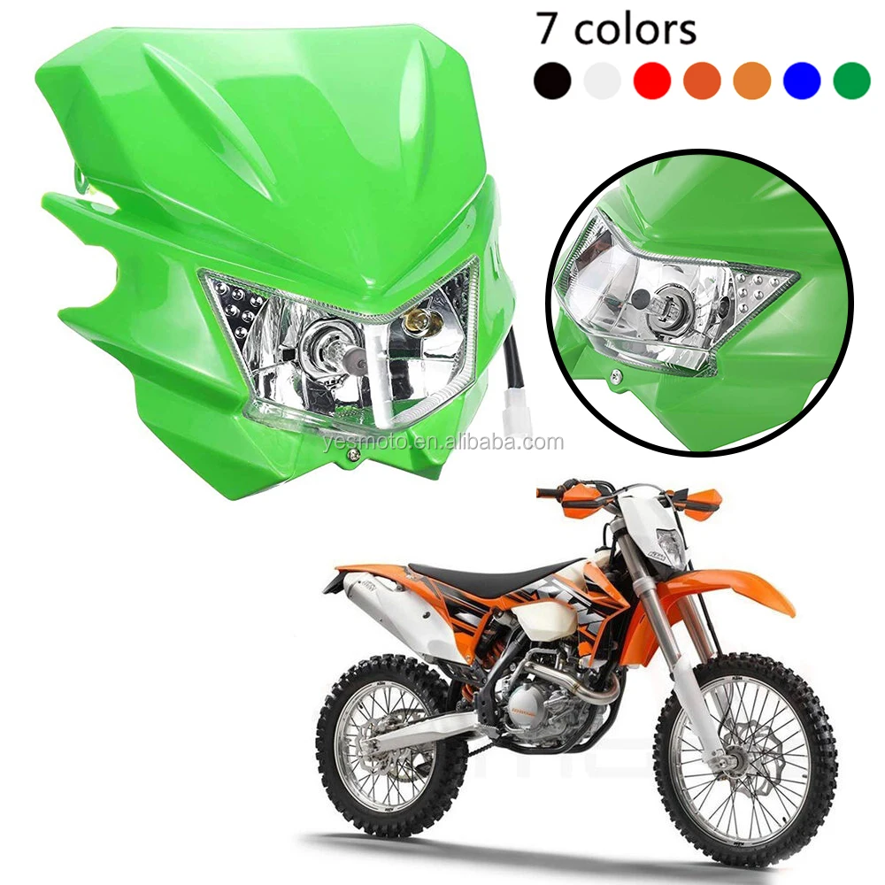 GOOFIT Motorcycle Dirt Bike Universal Headlights Fairing Light Headlamp for KX125 KX250 KXF250 KXF450 KLX200 KLX250 KLX450 Green 