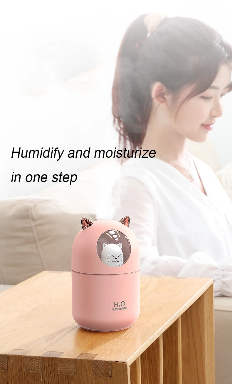 Handheld night light mute car office USB air purifier ultrasonic humidifier diffuser