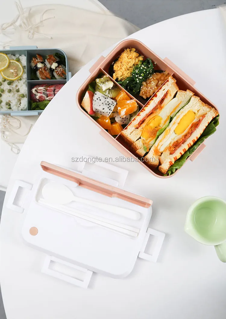Manufacturer Pp Heating Lunch Box Divided With Spoon Chopsticks