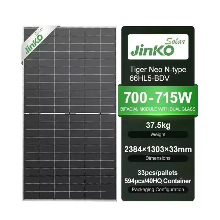 Jinko 66HL5-BDV N-Type Bifacial Solar Module 700-720W, Double