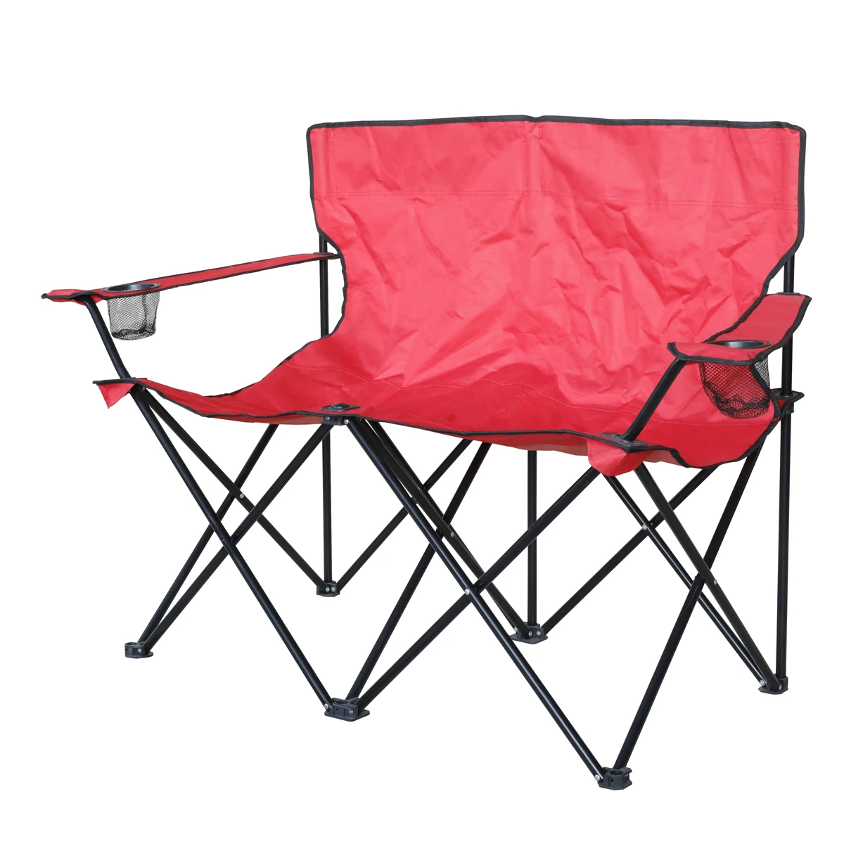 Heavy Duty Loveseat Double Seat Folding Beach Camping Chairs With Carry