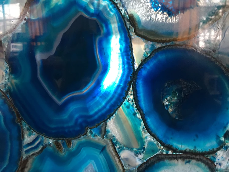 Backlit Blue Agate Stone Slab For Indoor Decoration Background Wall And