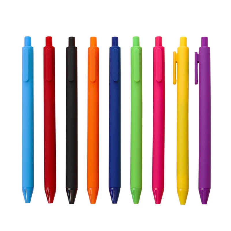 Retractable Gel Pen Macaron Colour Plastic Soft Rubber Grip_voghion.com