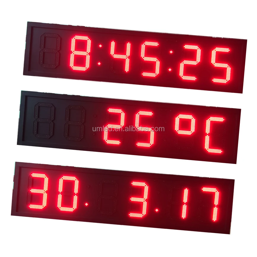 Waterproof Led Time And Temperature Display Signs Outdoor Led Clock