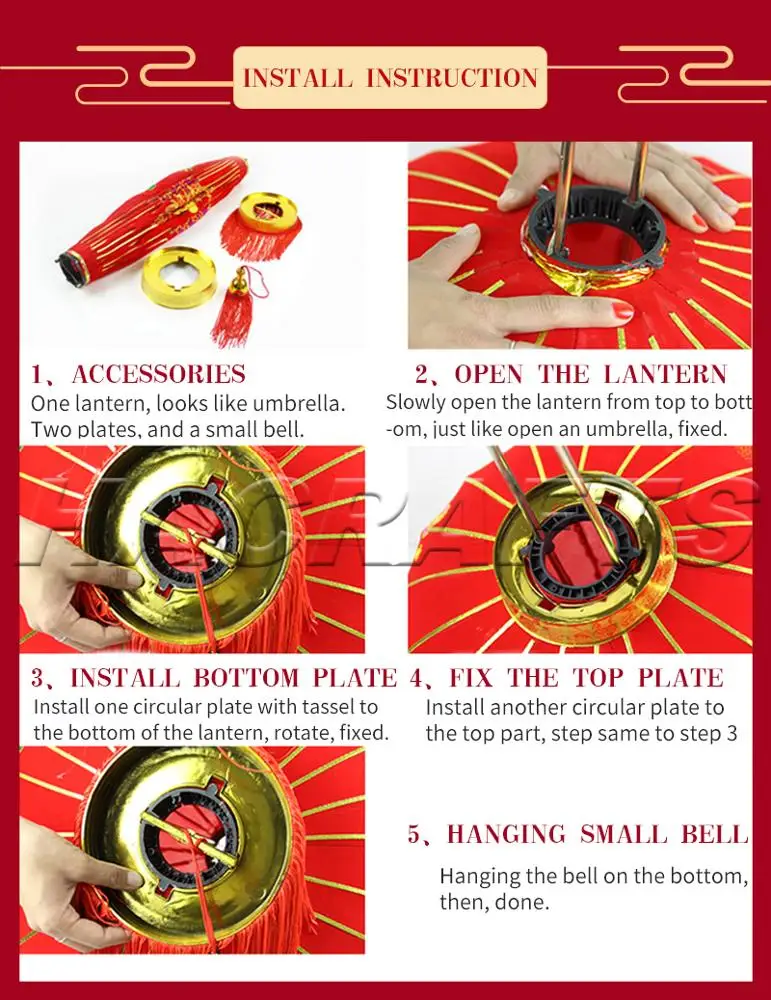 Chinese New Year Red Chinese Traditional Flocking Material Outdoor