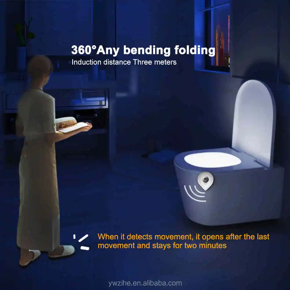 LED Toilet Seat Night Light Motion Sensor WC Light 8 Colors Changeable Lamp  Powered Backlight for Toilet Bowl Child