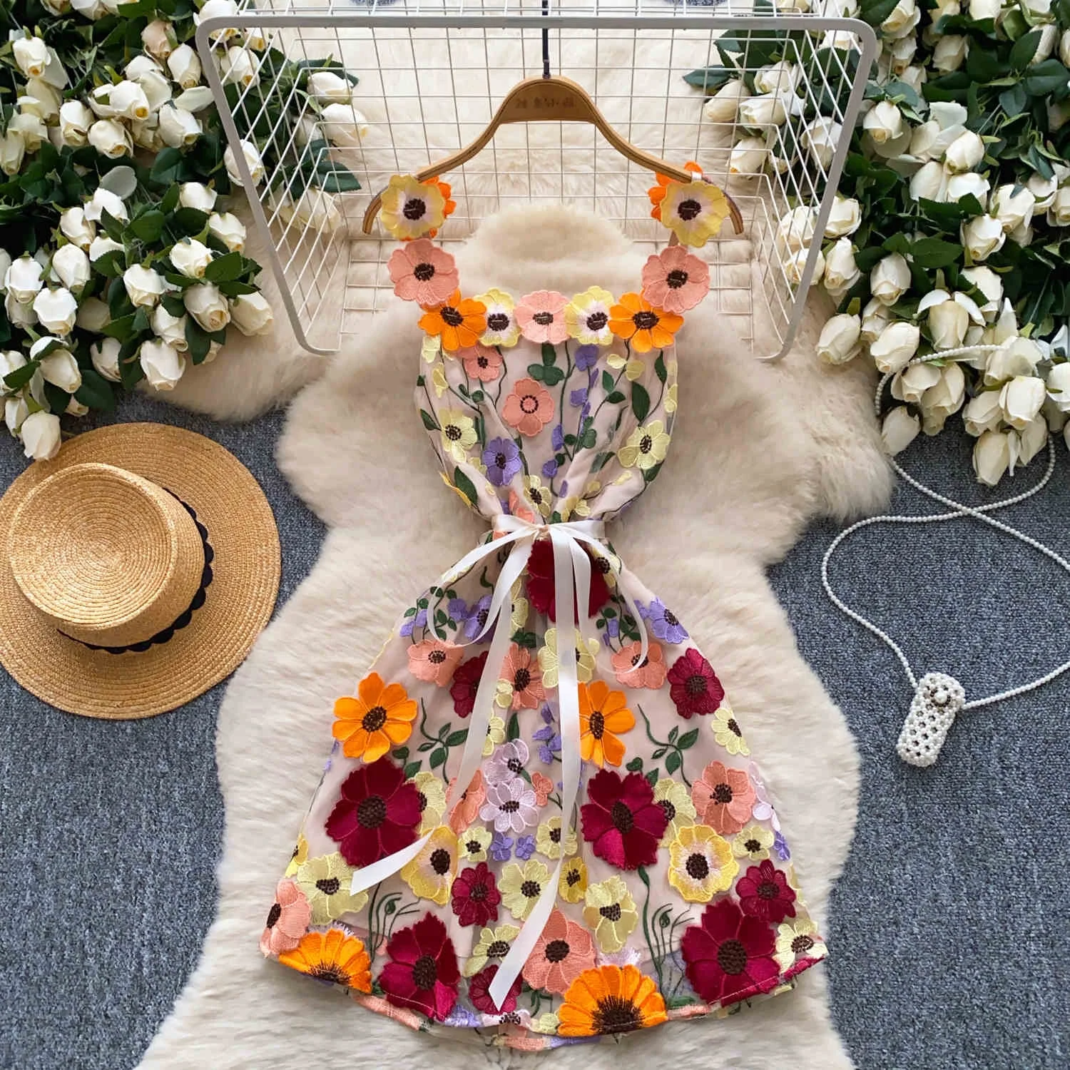 off white dresses Long Off-White Prom Dress with Puff Sleeves