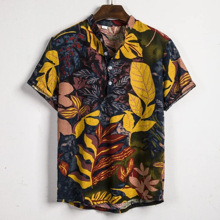 Buy Men Pullover Short Sleeve Printing Hawaiian Beach Shirt - Buy ...