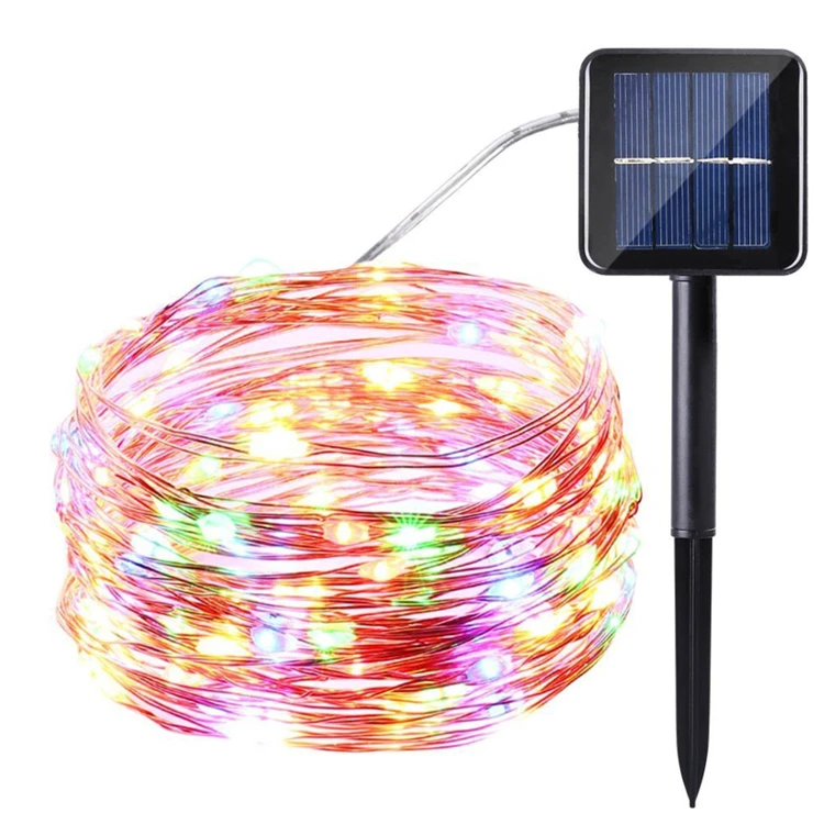 Amazon Hot Selling Solar Powered Multicolor 72FT 200 LED Copper Wire Outdoor Fairy Lights String