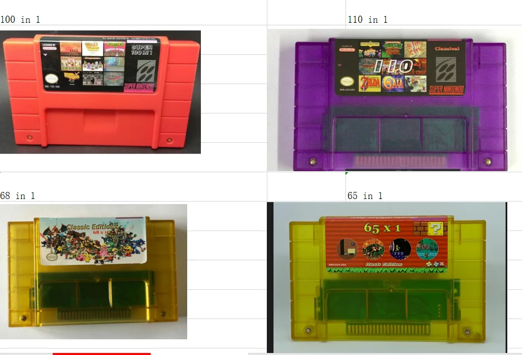 Super 100 in 1 multi games for snes cartridge