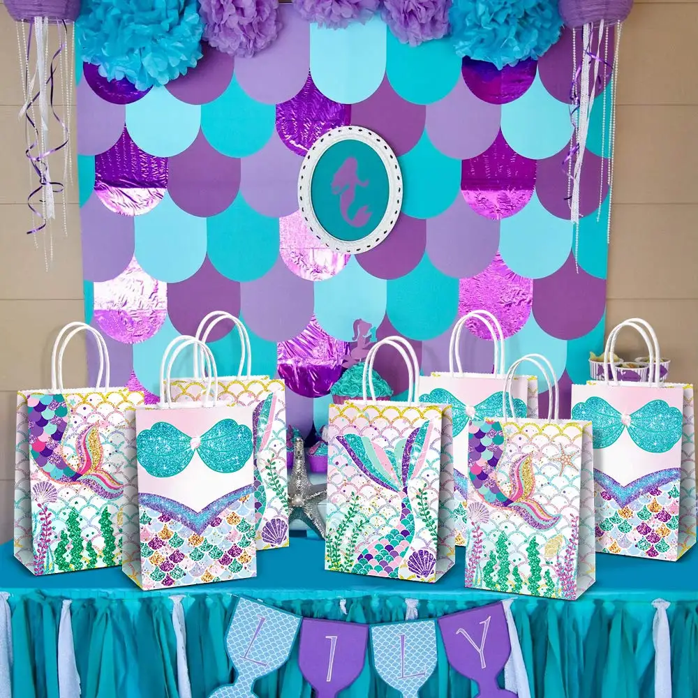 Mermaid Party Supplies Favors Bag Glitter Treat Bags For Under The Sea Party Mermaid Gifts For