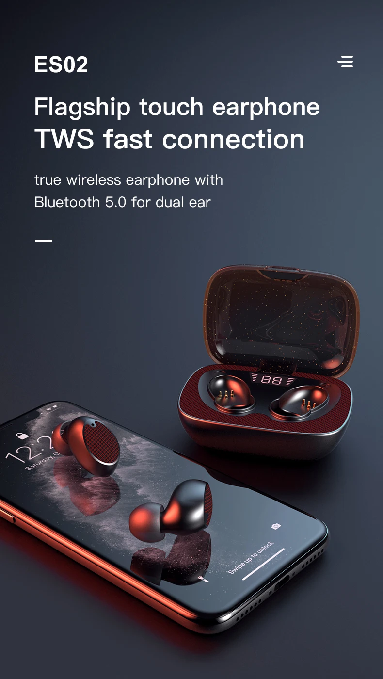 Good sound quality DSP noise reduction magnetic bluetooth earphone wireless earbuds with charge case led - ANKUX.COM