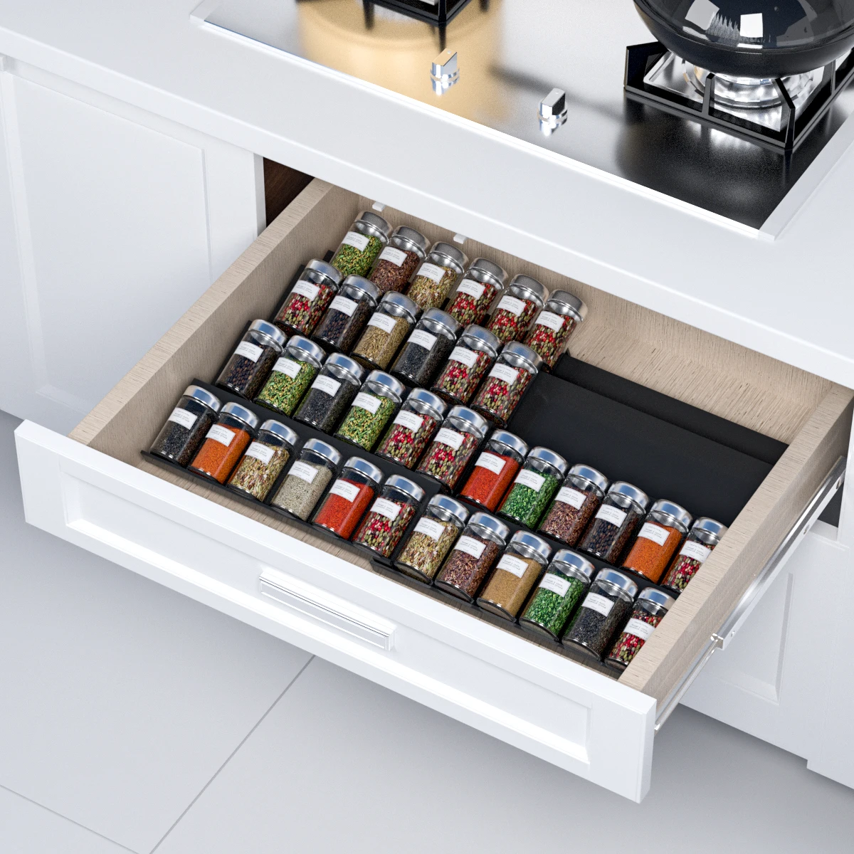 Restaurant Custom Modern High Quality Black Acrylic Spice Display Rack