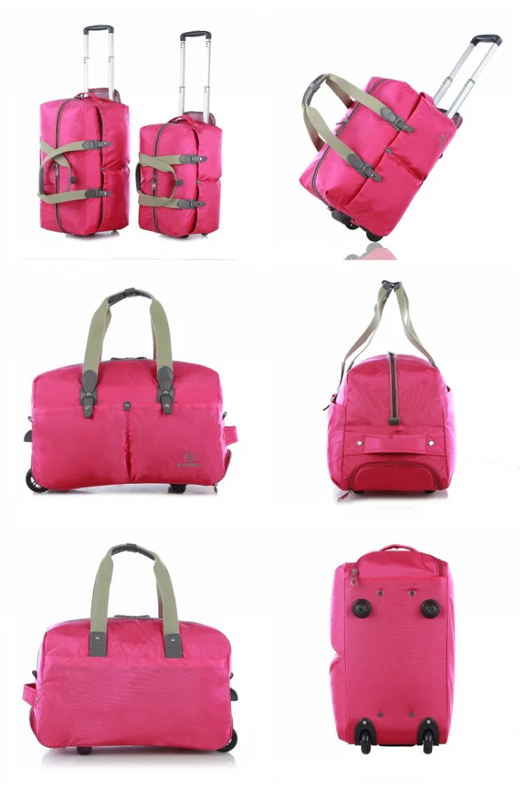 Latest carry-on duffle trolley bag folding travel bags luggage rolling wheels for men and women 