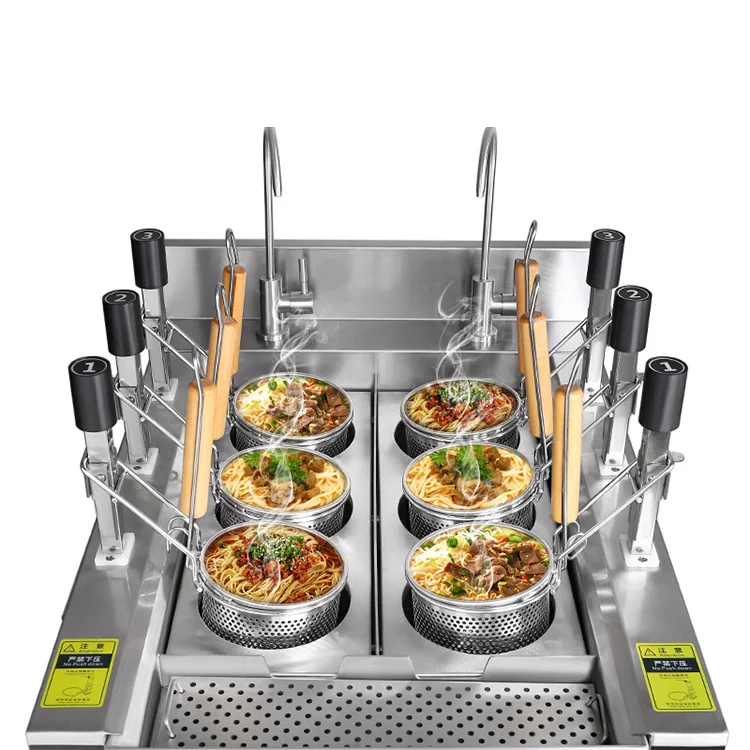 6 Heads Automatic Liftup Gas Noodle Cooker Commercial Industrial