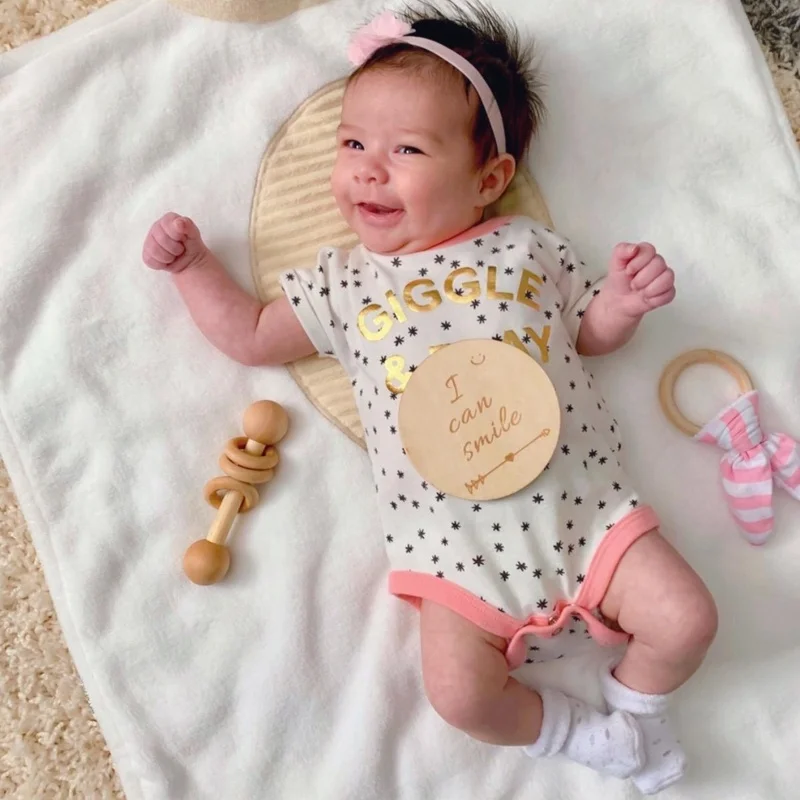 Newborn Gift Idea engraved wooden monthly milestone baby milestone cards party props