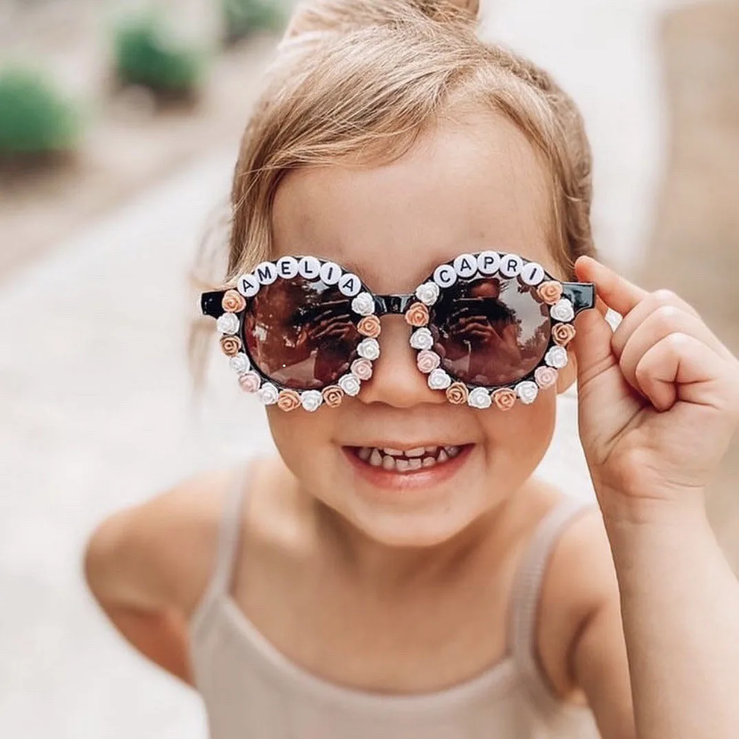 Hot Selling Cute Small Round Flower Shaped Kids Sunglasses Wholesale Custom Colorful Party Cool Baby Toddler Sunglasses