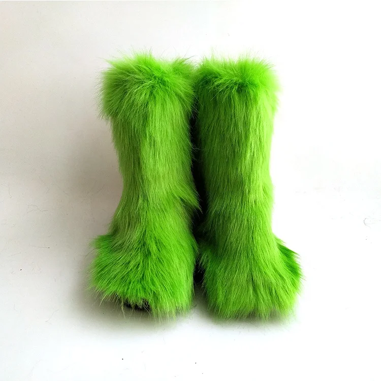 2021 Fall Snow boots women shoes bulk cheap wholesale winter ladies faux fur boot green furry footwear for women