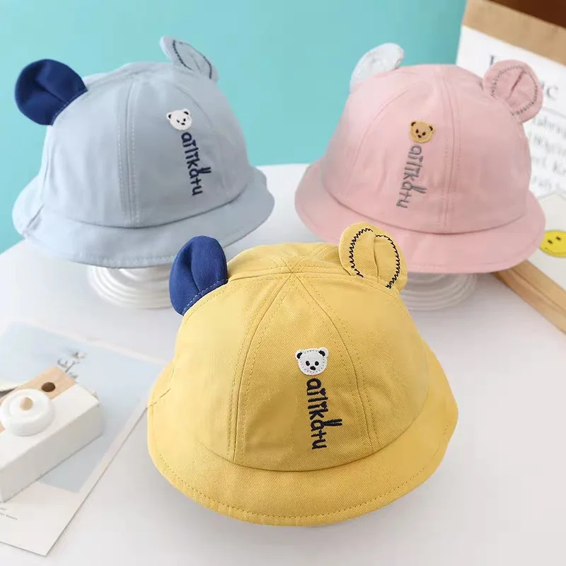 New Designs Flap Sun Protection Hat Kids Toddler Baby Bucket basin hat cute baby fisherman hat fashion embroidery