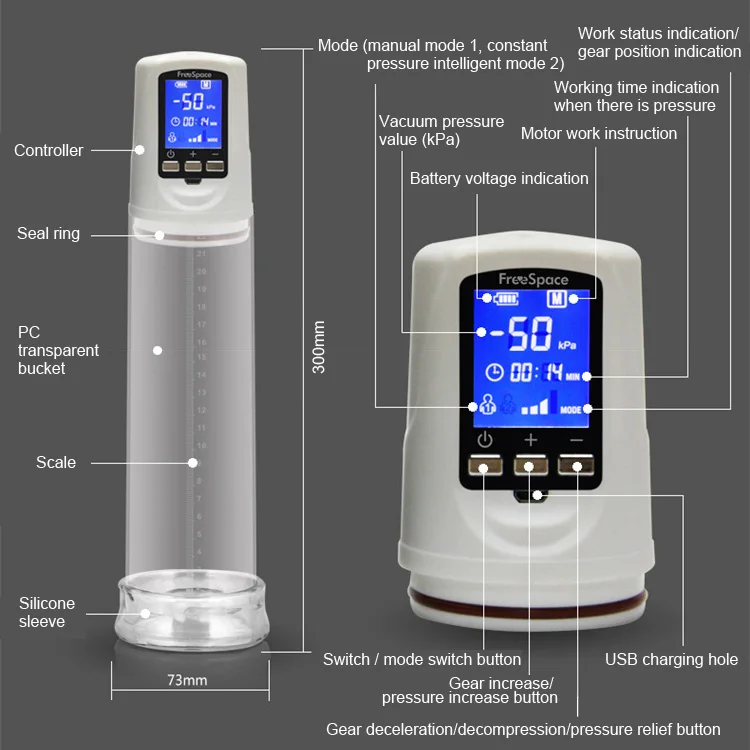 Free Sex Penis Vacuum Pump With Usb Rechargeable Led Automatic Penis