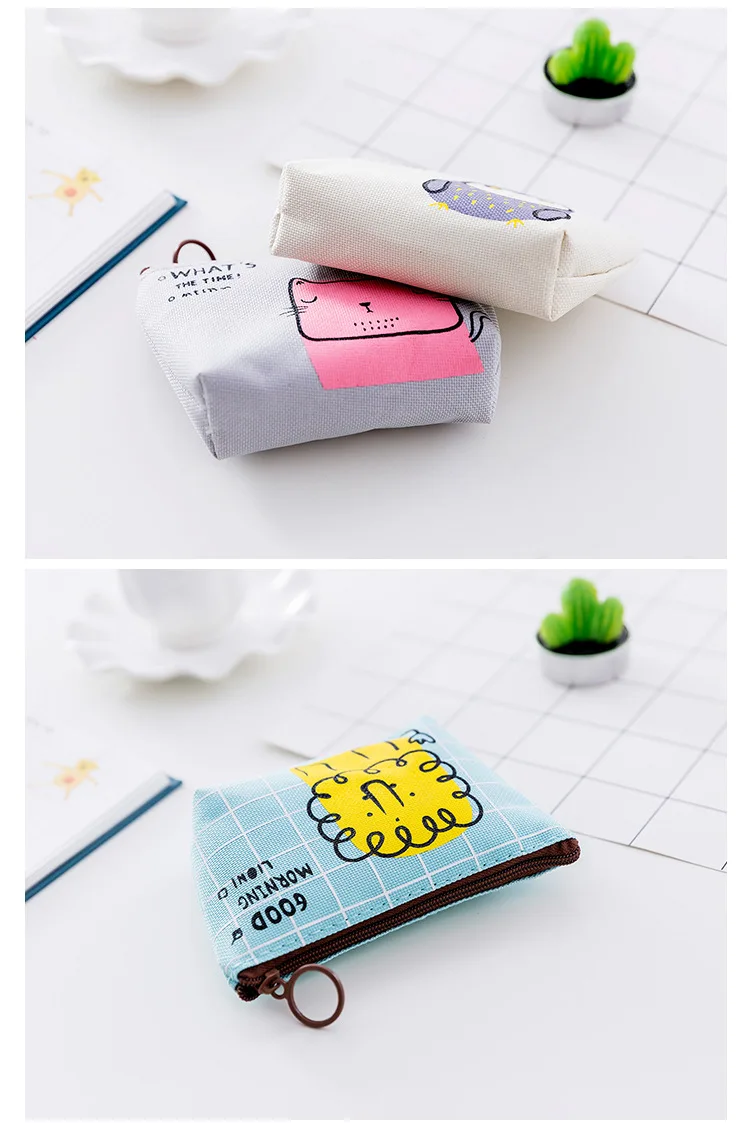 Cute Women Canvas Fabric Small Coin Purse For Women Cards Printed Mini Change Wallet Money Bag 