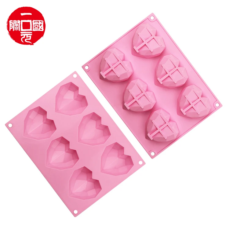 

3D heart 6-Cavity Silicone Soap Making Cake mold lotion bars Chocolate Mold soap form