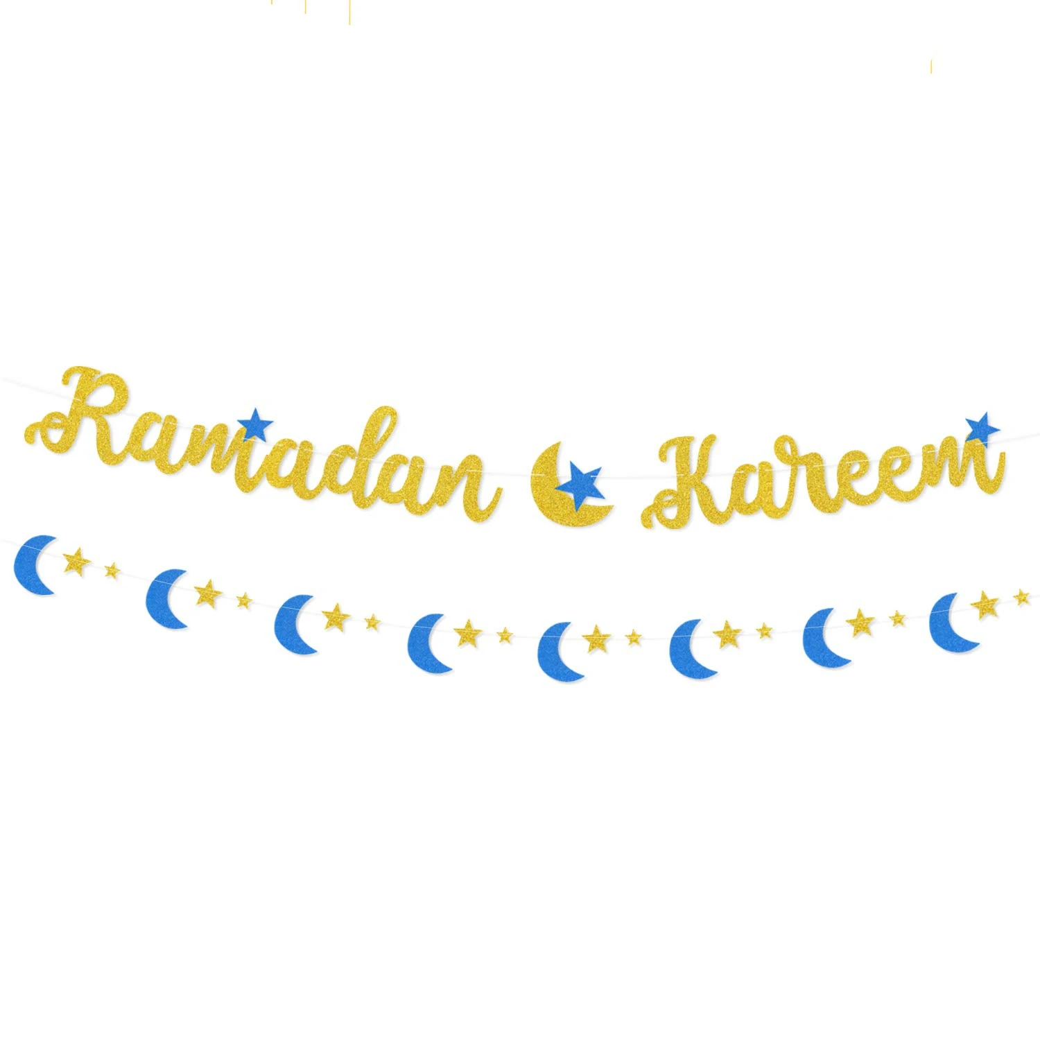 Eid Mubarak Süslemeleri Ay Yıldız Müslüman Mavi Bayram Kutlama