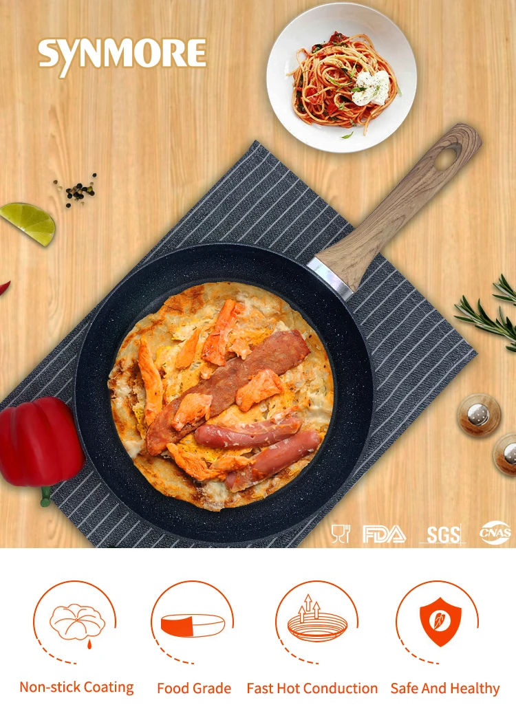 Amazon Best Selling Aluminum Non-stick Cooking frying pans with wooden handle