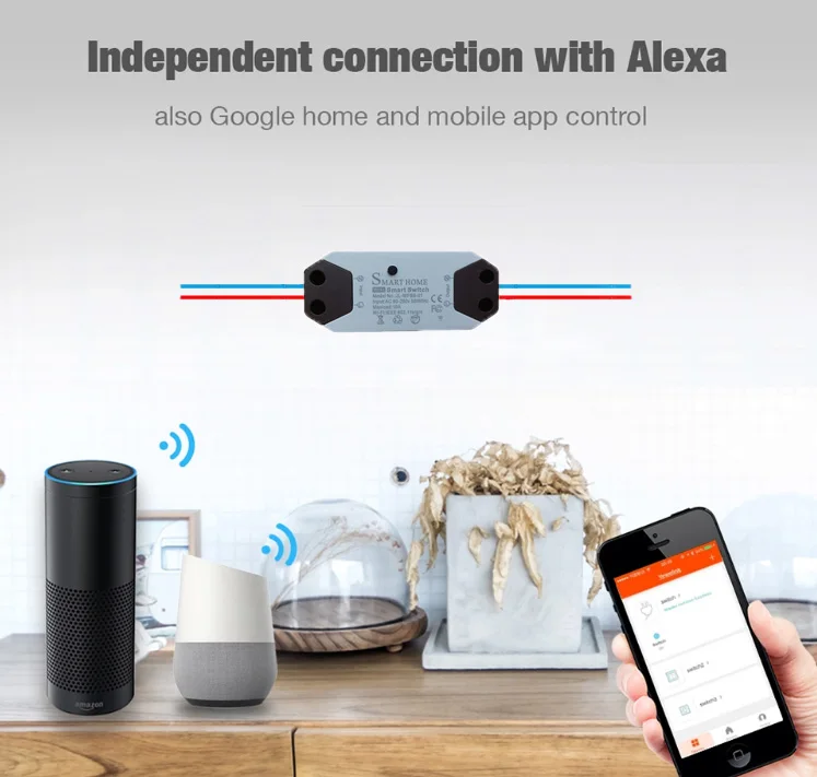Factory price Tuya WiFi smart switch breaker no wire need in wall work with amazon alexa and google home