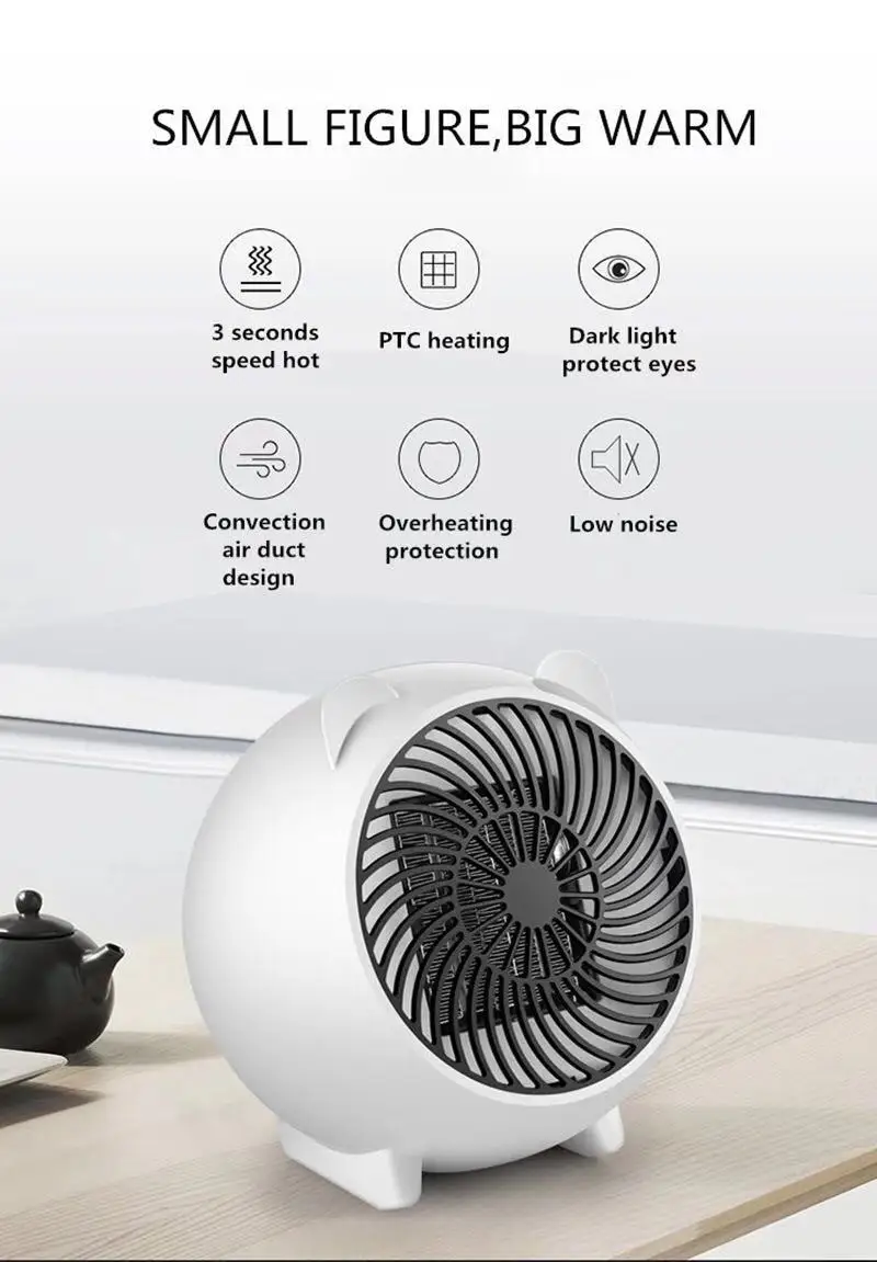 Mini Electric Heater Portable Desktop Winter Fan Air Heating Warmer Home   US'