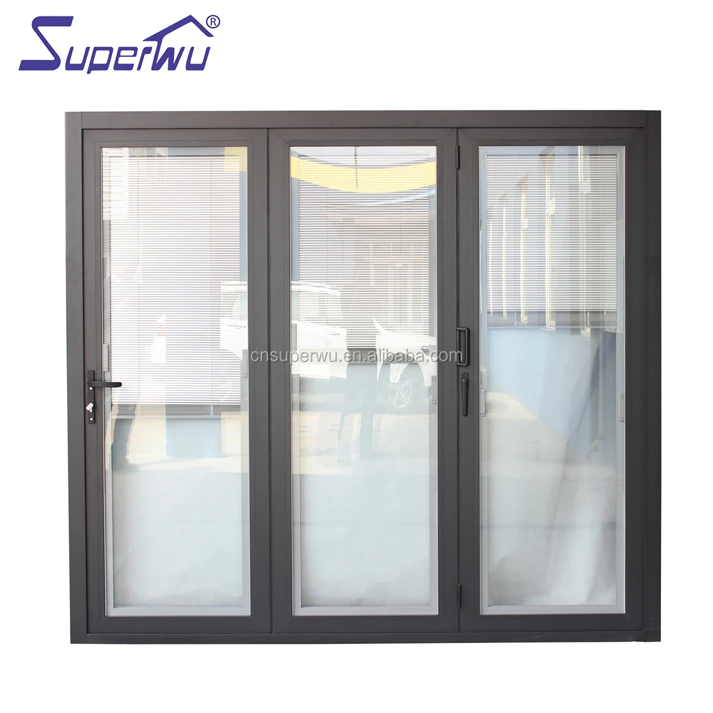 soundproof aluminum frosted glass bi folding bedroom door