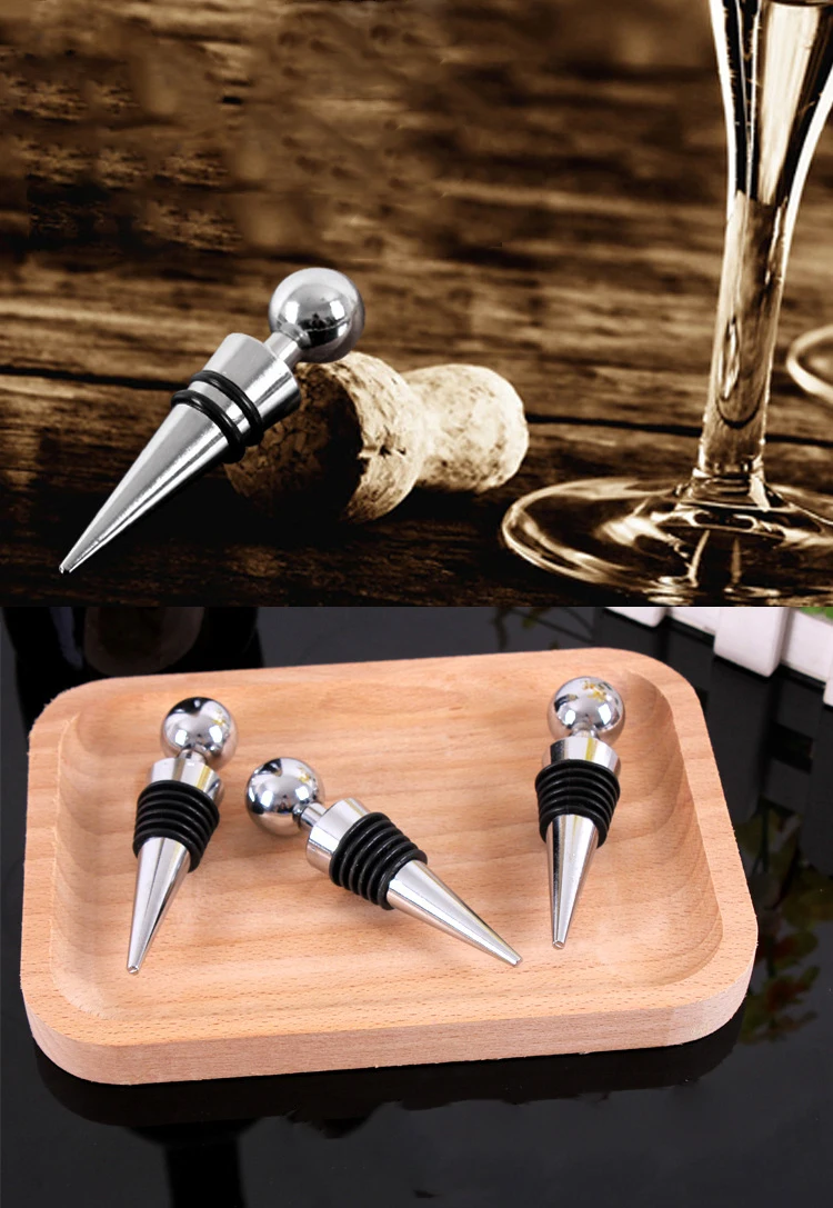 Stock New Decorative Wine Bottle Stopper Zinc Alloy Metal Round Shape