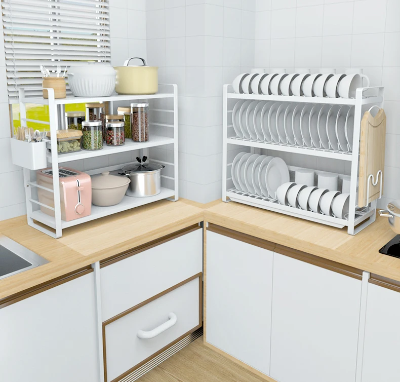 color gris soporte de almacenamiento organizador de cocina para platos Escurridor de platos de plástico ABS portátil y útil tamaño 17 cm x 12 cm x 9,5 cm 