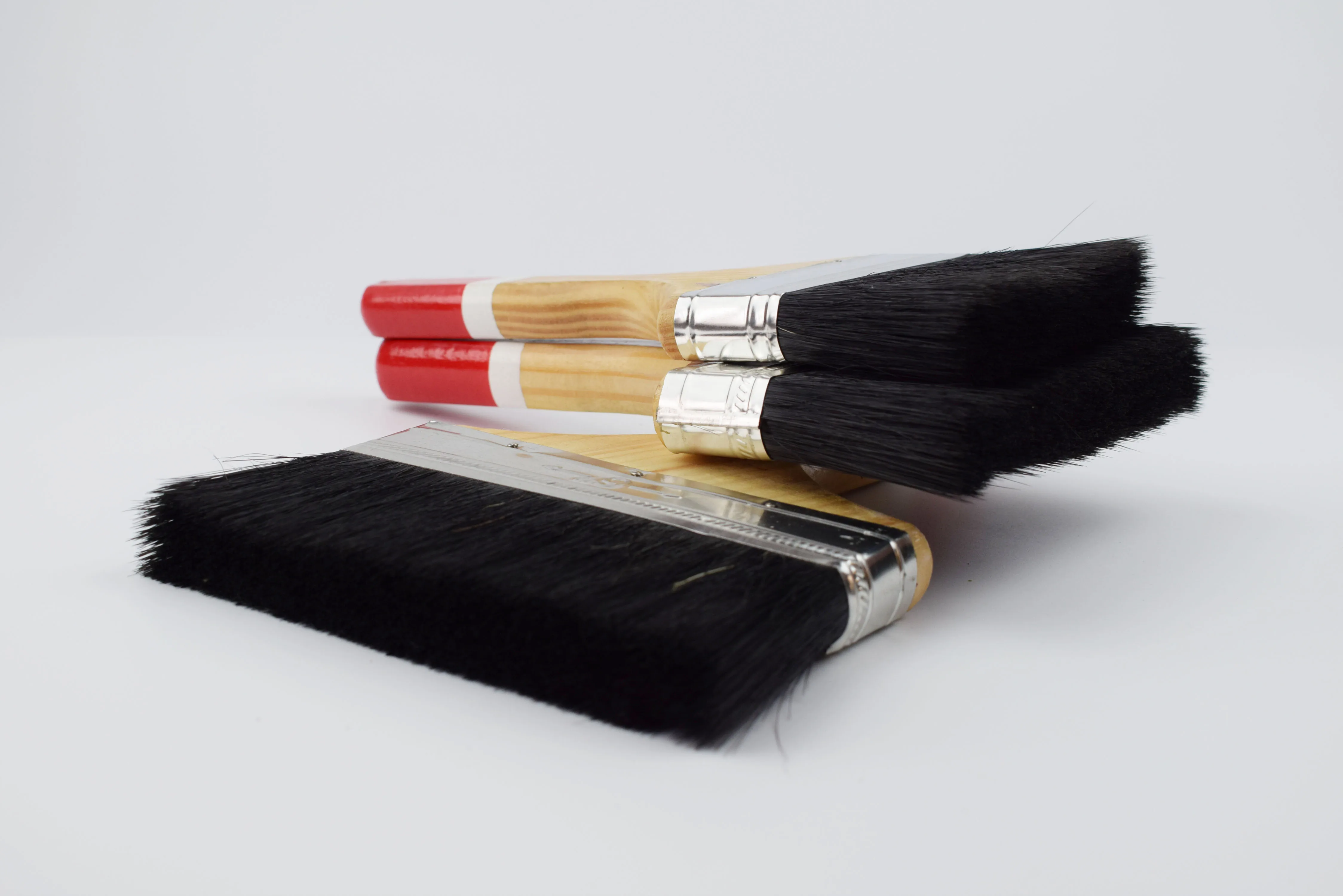 High Quality Painting Tools Black Bristle Paint Brush Wooden Handle In