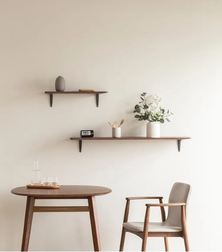 Set Of Rustic Wood Wall Mounted Storage Floating Shelves